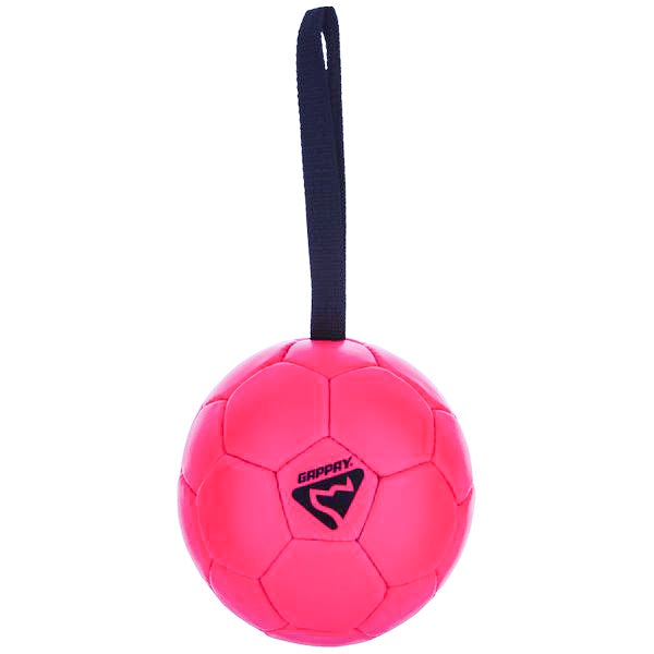 GAPPAY - Leather Soccer Ball Tug Toy - Large in Neon Pink, durable Dog Toys for dogs