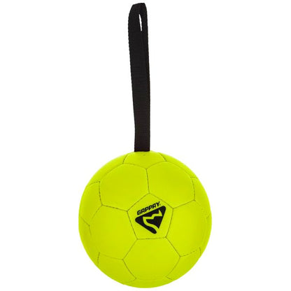 GAPPAY - Leather Soccer Ball Tug Toy - Large in Neon Yellow, durable Dog Toys for dogs