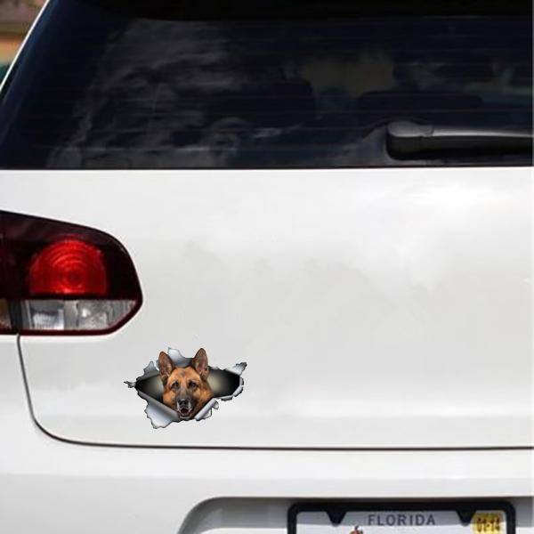 German Shepherd Breaking Through - Sticker in , durable Vehicle Decals for dogs