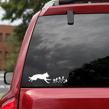 German Shepherd Chasing Family - Sticker in , durable Vehicle Decals for dogs