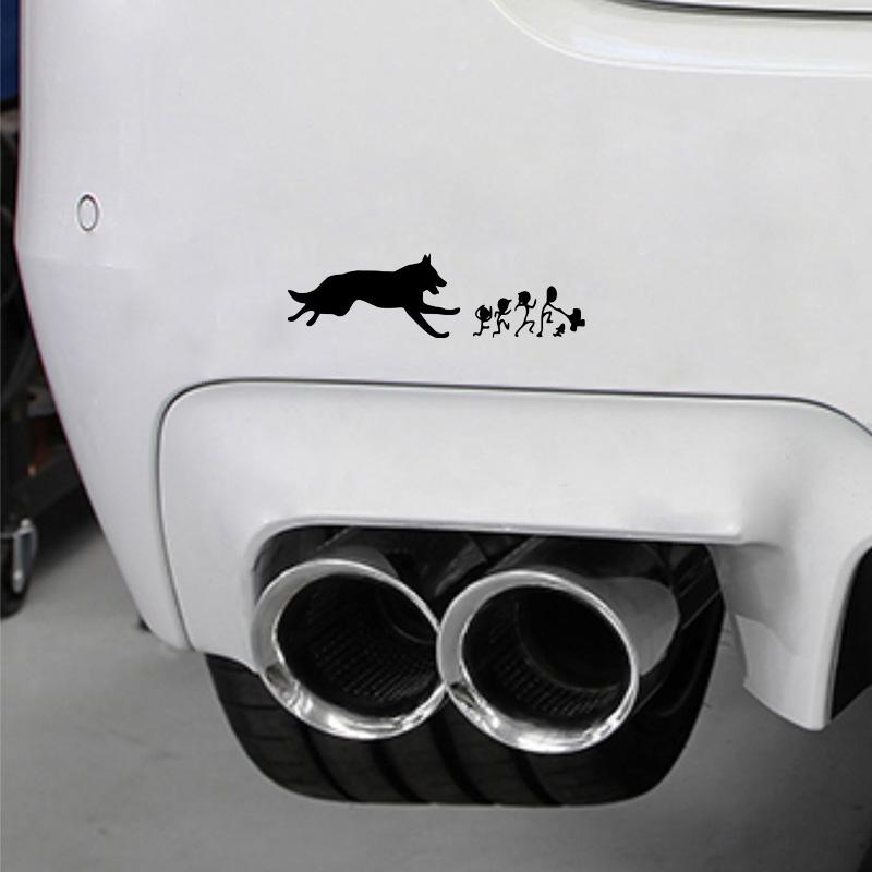 German Shepherd Chasing Family - Sticker in , durable Vehicle Decals for dogs