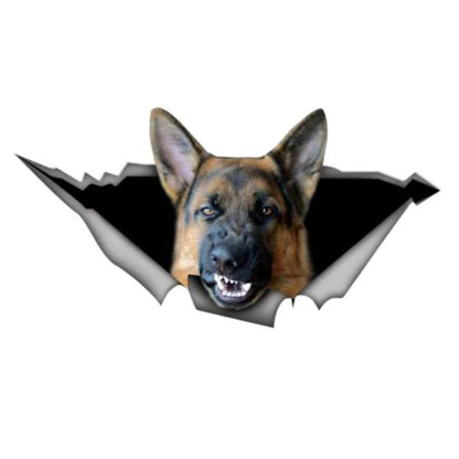 German Shepherd Growling Out - Sticker 5" x 2.75" in , durable Vehicle Decals for dogs