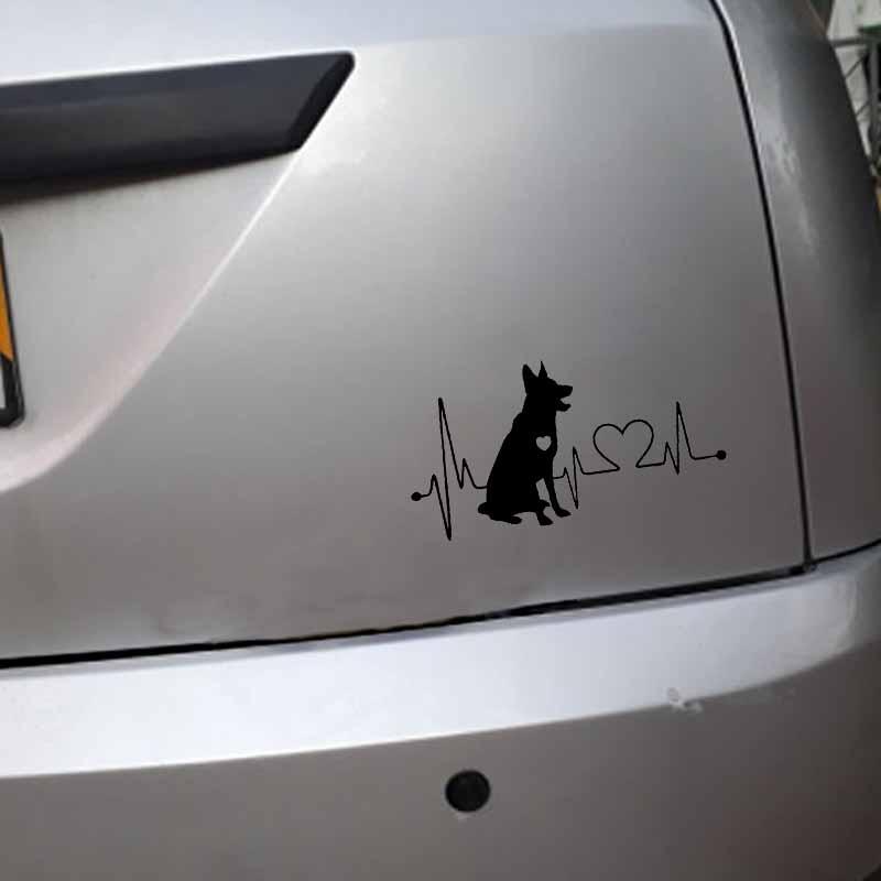 STICKERS/DECALS - German Shepherd Heart Beat Sticker in Black, durable Vehicle Decals for dogs