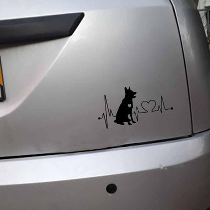 STICKERS/DECALS - German Shepherd Heart Beat Sticker in Black, durable Vehicle Decals for dogs