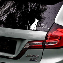 STICKERS/DECALS - German Shepherd Heart Beat Sticker in Silver, durable Vehicle Decals for dogs