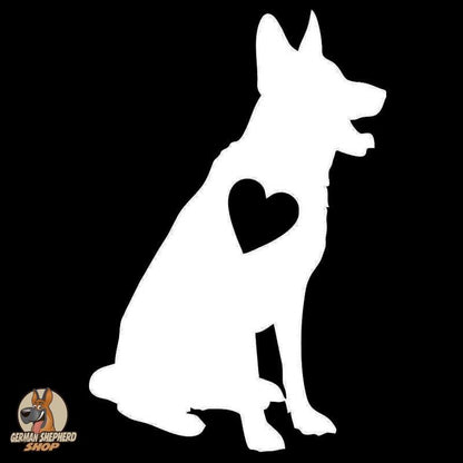 STICKERS/DECALS - German Shepherd Heart Love Vinyl Decal Car Sticker in Silver, durable Vehicle Decals for dogs