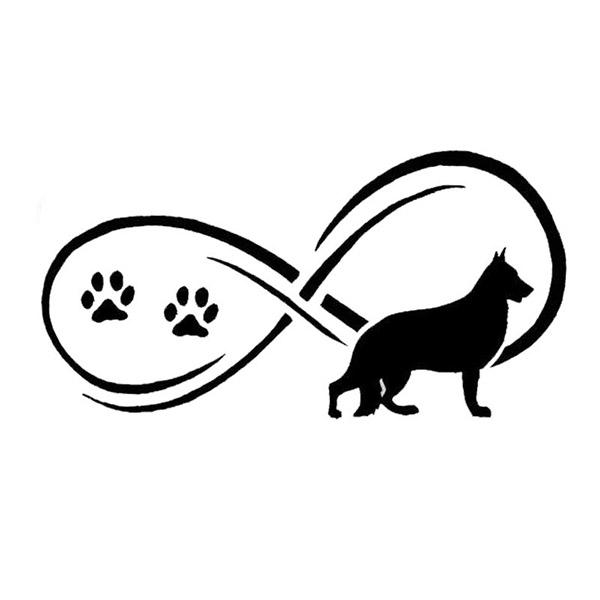 German Shepherd Infinity - Stickers in Black, durable Vehicle Decals for dogs