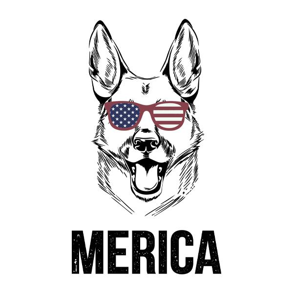 German Shepherd Merica - Sticker in , durable Vehicle Decals for dogs