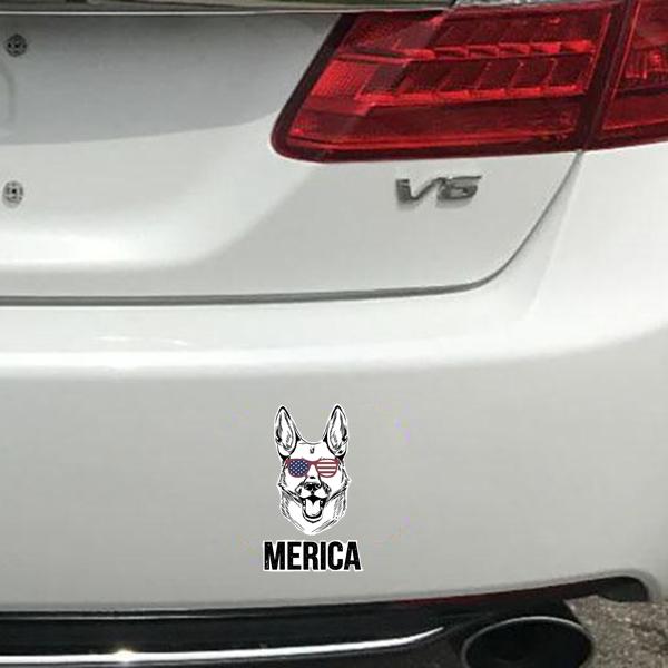 German Shepherd Merica - Sticker in , durable Vehicle Decals for dogs