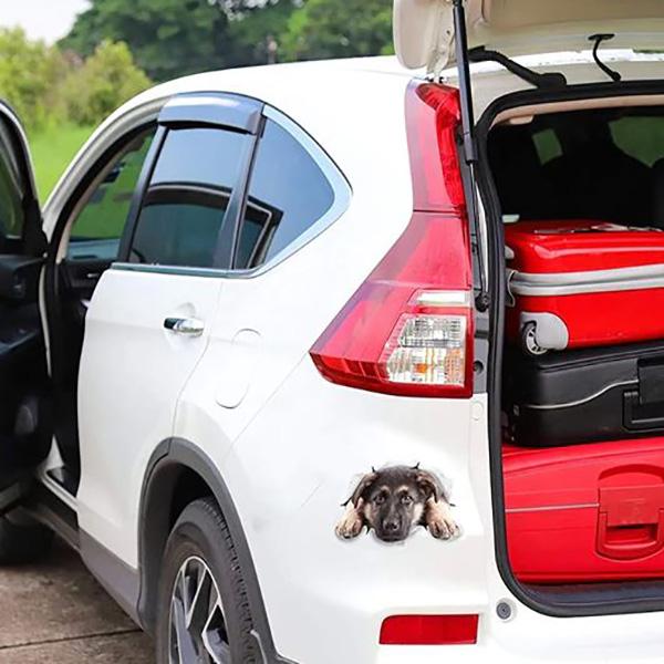 German Shepherd Puppy Breaking Through - Sticker in , durable Vehicle Decals for dogs