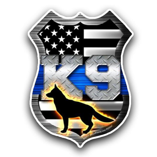 German Shepherd Thin Blue Line K9 Shield - Sticker in , durable Vehicle Decals for dogs