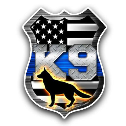 German Shepherd Thin Blue Line K9 Shield - Sticker in , durable Vehicle Decals for dogs