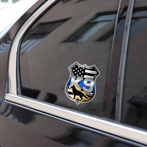 German Shepherd Thin Blue Line K9 Shield - Sticker in , durable Vehicle Decals for dogs
