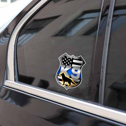 German Shepherd Thin Blue Line K9 Shield - Sticker in , durable Vehicle Decals for dogs