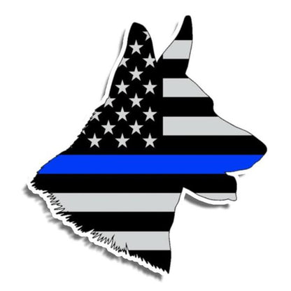 German Shepherd Thin Blue Line Silhouette - Sticker in , durable Vehicle Decals for dogs