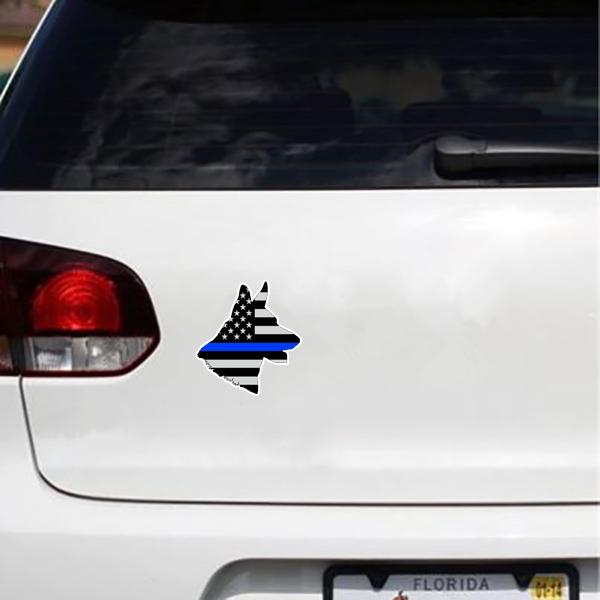German Shepherd Thin Blue Line Silhouette - Sticker in , durable Vehicle Decals for dogs