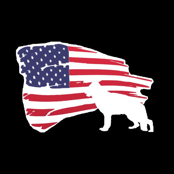 German Shepherd USA Flag 6" x 3.75" - Sticker in , durable Vehicle Decals for dogs