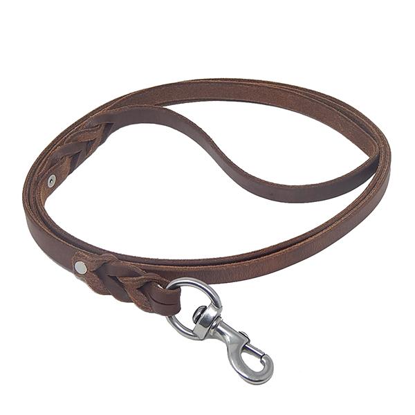 GSS - 1/2" Heavy Duty Light Weight Harness Leather Dog Leash with Stainless-Steel Clasp in 3ft, durable Pet Leashes for dogs