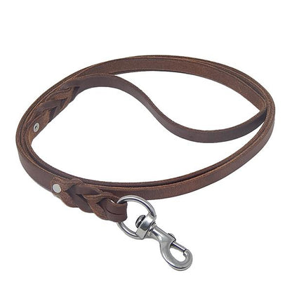 GSS - 1/2" Heavy Duty Light Weight Harness Leather Dog Leash with Stainless-Steel Clasp in 3ft, durable Pet Leashes for dogs