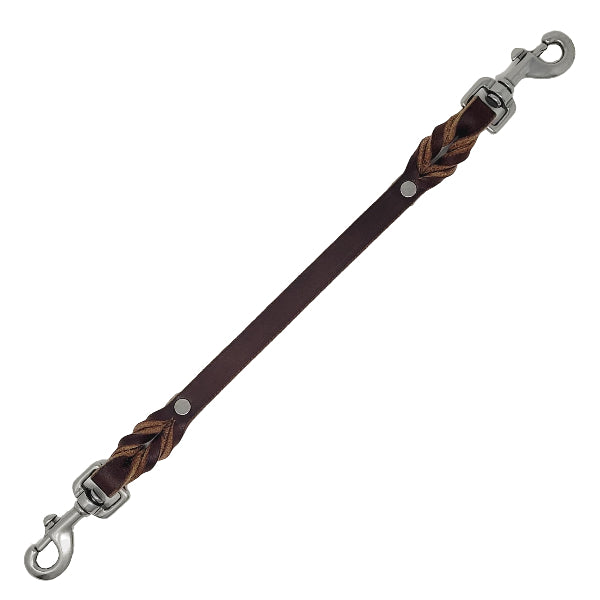 GSS - 16" Double Stainless Steel Clasp Leather Tab in Brown, durable Pet Leashes for dogs