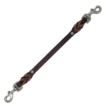 GSS - 16" Double Stainless Steel Clasp Leather Tab in Brown, durable Pet Leashes for dogs