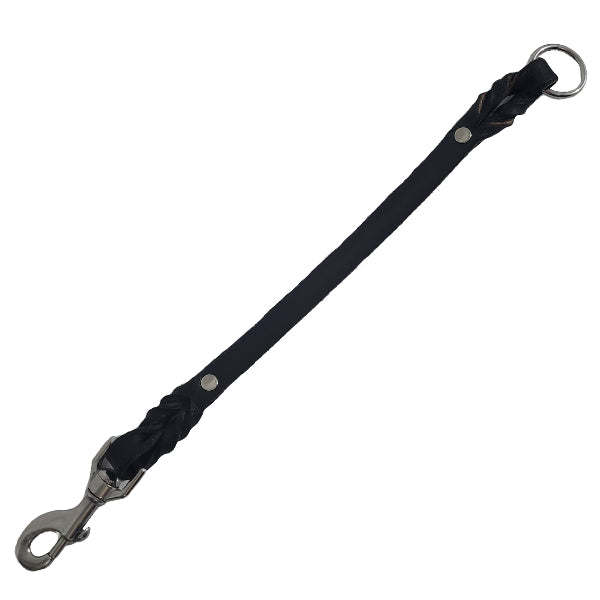 GSS - 16" Leather Tab with Stainless-Steel Clasp and O-Ring in Black, durable Pet Leashes for dogs