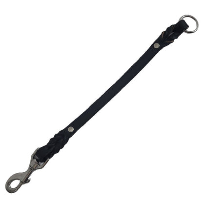GSS - 16" Leather Tab with Stainless-Steel Clasp and O-Ring in Black, durable Pet Leashes for dogs