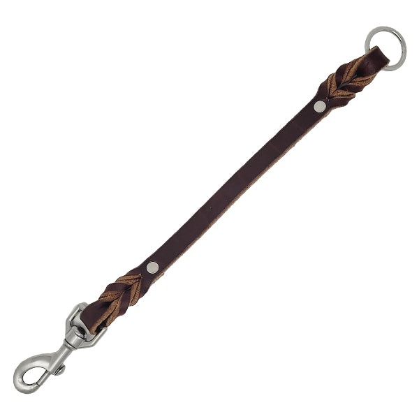 GSS - 16" Leather Tab with Stainless-Steel Clasp and O-Ring in Brown, durable Pet Leashes for dogs