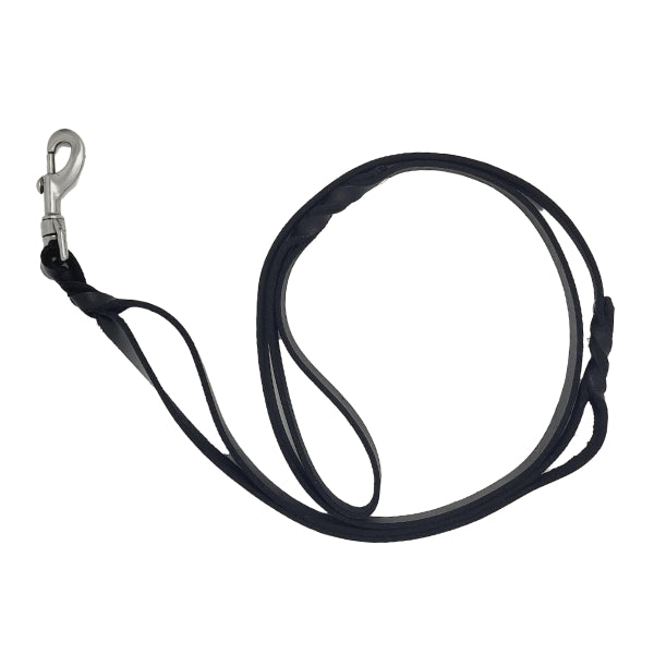 GSS - 6ft x 3/4" Heavy Duty Harness Leather Double-Handled Dog Leash with Stainless-Steel Clasp in Black, durable Pet Leashes for dogs