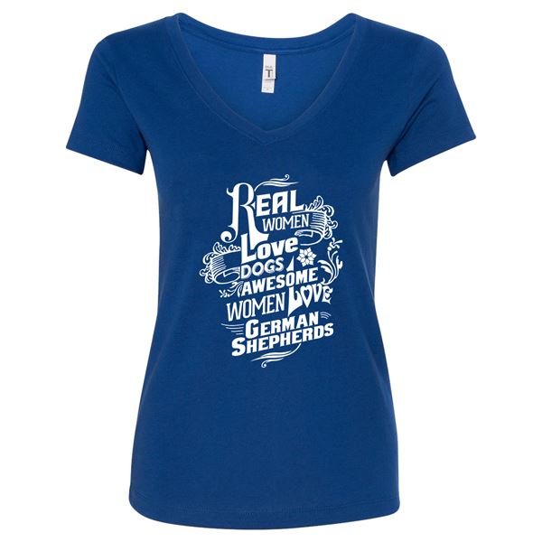 GSS - Awesome Women Love German Shepherds T-Shirts & Hoodie German Shepherd Shop Next Level Woman's V-Neck Royal Blue S