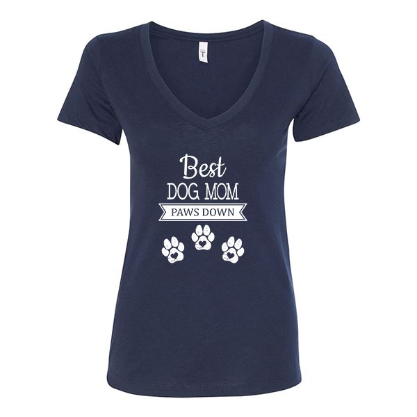 GSS - Best Dog Mom T-Shirts & Hoodie Shirts & Tops German Shepherd Shop Next Level Women's V-Neck Navy Blue S