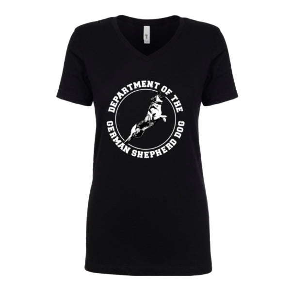 GSS - Department Of The German Shepherd T-Shirts & Hoodie Shirts & Tops German Shepherd Shop Next Level Women's V-Neck Black S