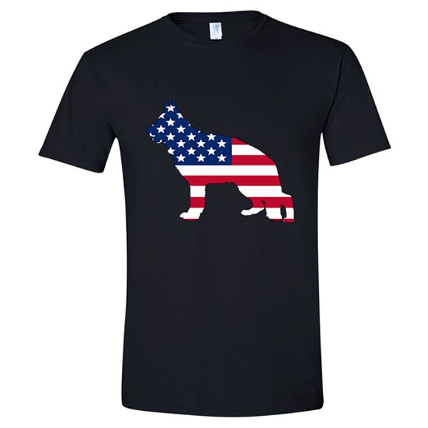 GSS - German Shepherd American Flag Silhouette T-Shirts & Hoodie German Shepherd Shop Gildan Men's Crewneck Black S