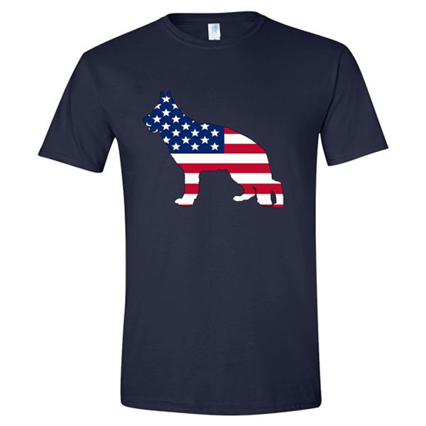 GSS - German Shepherd American Flag Silhouette T-Shirts & Hoodie German Shepherd Shop Gildan Men's Crewneck Navy Blue S