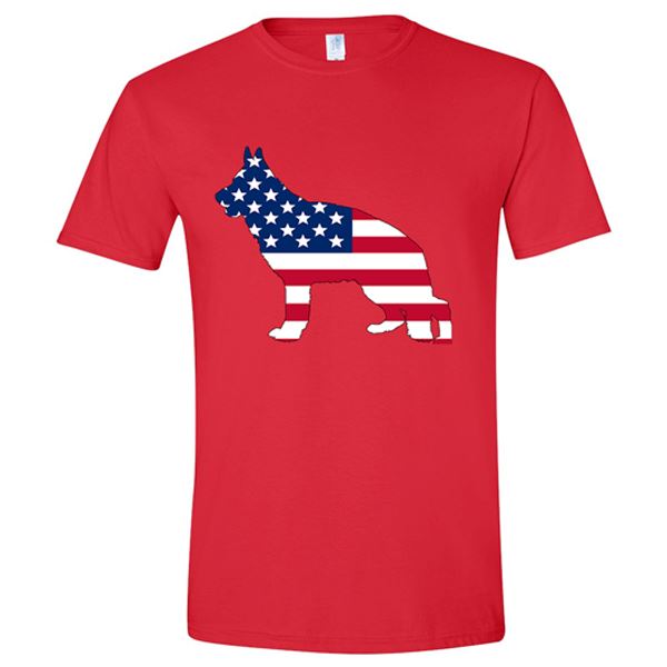 GSS - German Shepherd American Flag Silhouette T-Shirts & Hoodie German Shepherd Shop Gildan Men's Crewneck Red S