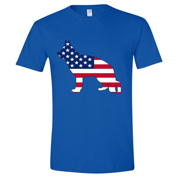 GSS - German Shepherd American Flag Silhouette T-Shirts & Hoodie German Shepherd Shop Gildan Men's Crewneck Royal Blue S