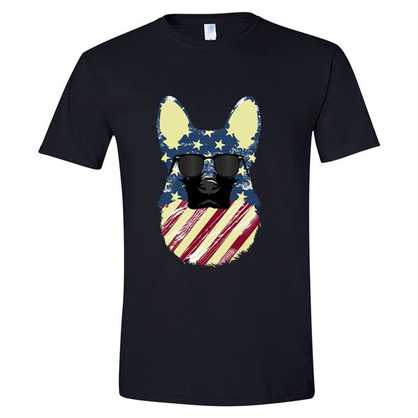 GSS - German Shepherd Cool Patriot T-Shirts & Hoodie Shirts & Tops German Shepherd Shop Gildan Men's Crew Neck S Black