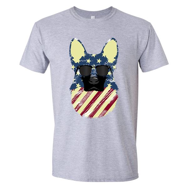 GSS - German Shepherd Cool Patriot T-Shirts & Hoodie Shirts & Tops German Shepherd Shop Gildan Men's Crew Neck S Heather Gray