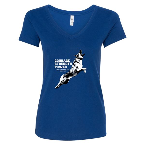 GSS - German Shepherd Courage T-Shirts & Hoodie German Shepherd Shop Next Level Woman's V-Neck Royal Blue S