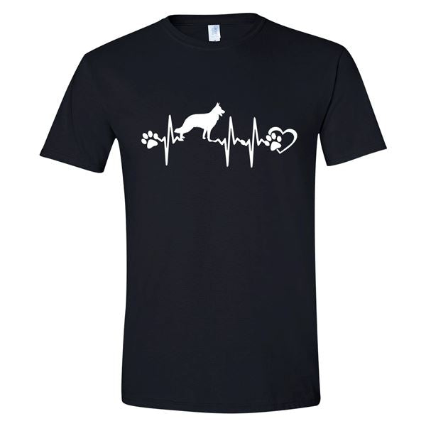 GSS - German Shepherd Heartbeat T-Shirts & Hoodie German Shepherd Shop Gildan Men's Crewneck Black S