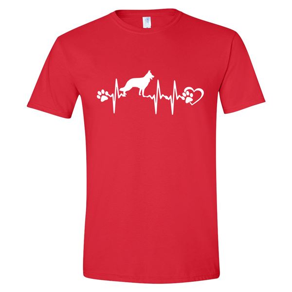 GSS - German Shepherd Heartbeat T-Shirts & Hoodie German Shepherd Shop Gildan Men's Crewneck Red S