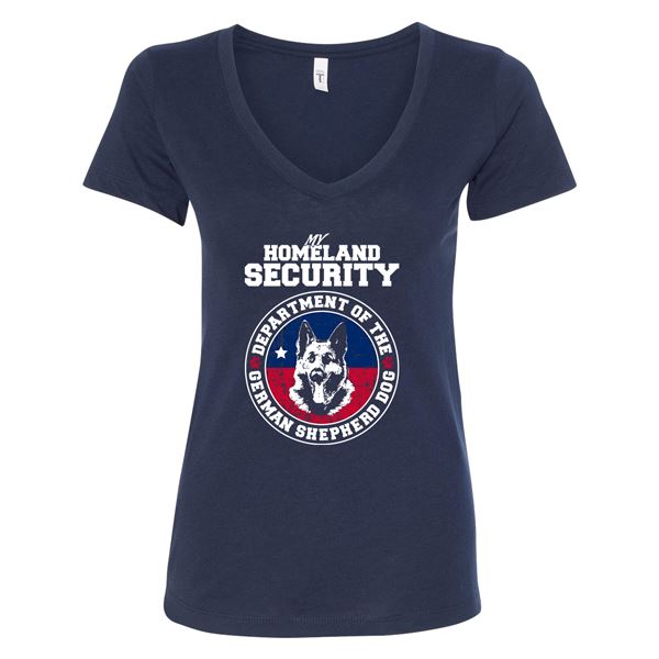 GSS - German Shepherd Homeland Security T-Shirts & Hoodie German Shepherd Shop Next Level Woman's V-Neck Navy Blue S