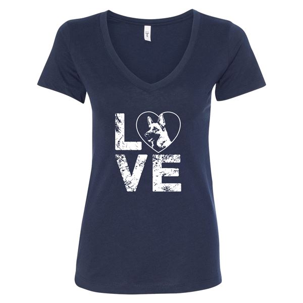 GSS - German Shepherd Love T-Shirts & Hoodie German Shepherd Shop Next Level Woman's V-Neck Navy Blue S