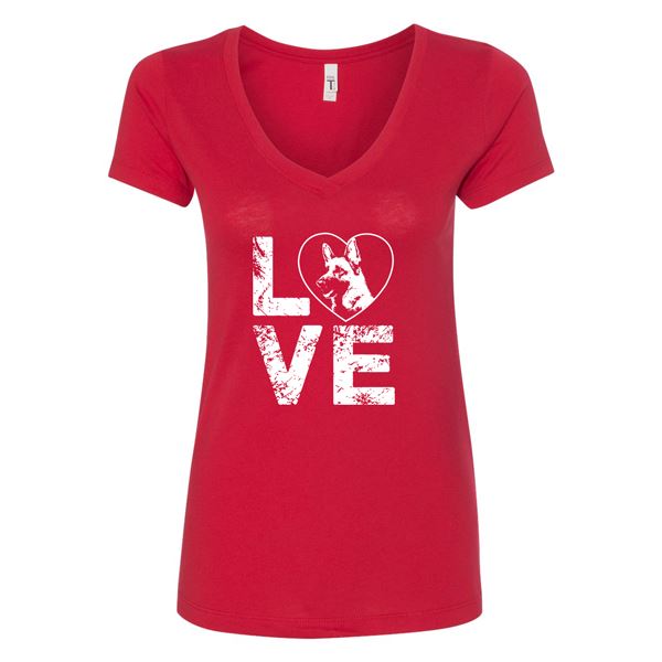 GSS - German Shepherd Love T-Shirts & Hoodie German Shepherd Shop Next Level Woman's V-Neck Red S