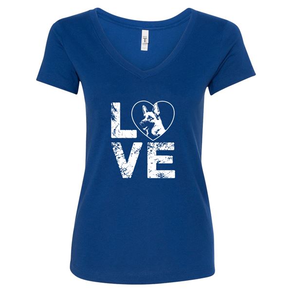 GSS - German Shepherd Love T-Shirts & Hoodie German Shepherd Shop Next Level Woman's V-Neck Royal Blue S