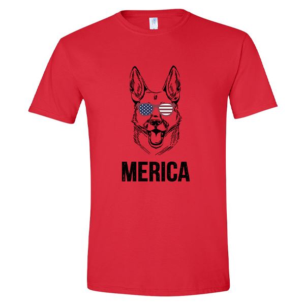 GSS - German Shepherd Merica T-Shirts & Hoodie German Shepherd Shop Gildan Men's Crewneck Red S