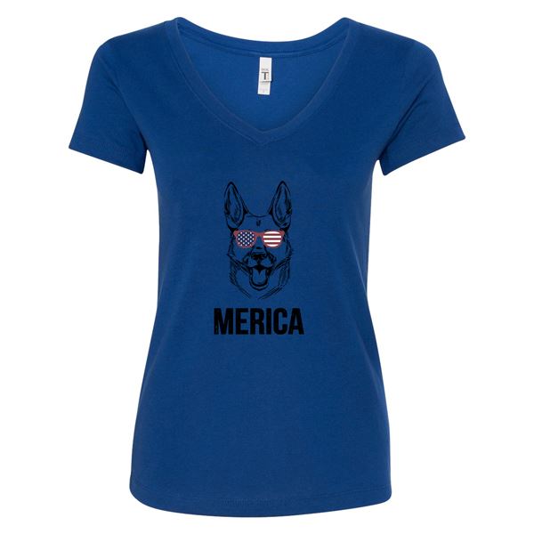 GSS - German Shepherd Merica T-Shirts & Hoodie German Shepherd Shop Next Level Woman's V-Neck Royal Blue S