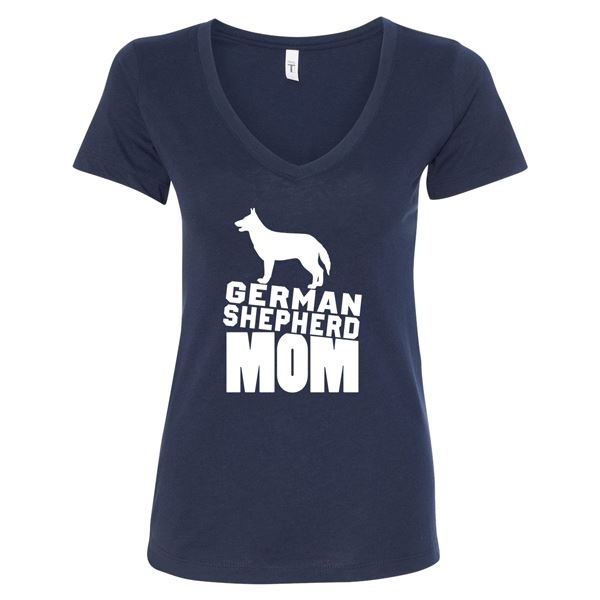 GSS - German Shepherd Mom T-Shirts & Hoodie German Shepherd Shop Next Level Woman's V-Neck Navy Blue S