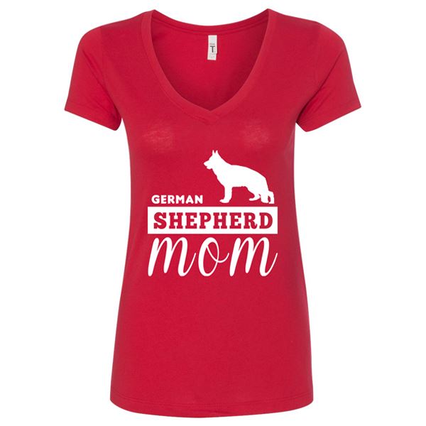 GSS - German Shepherd Mom T-Shirts & Hoodie German Shepherd Shop Next Level Woman's V-Neck Red S