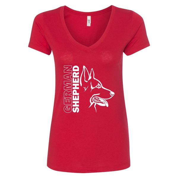 GSS - German Shepherd Profile T-Shirts & Hoodie German Shepherd Shop Next Level Woman's V-Neck Red S